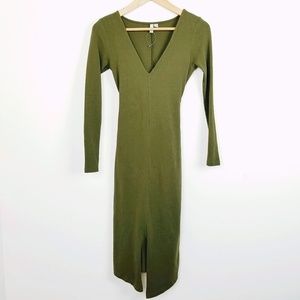 NWOT ASOS Deep V Front Slit Midi Dress | Size 2